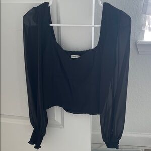 Abercrombie Black Sheer Sleeve Top